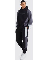 BoohooMAN - Oversize Colorblock Trainingsanzug mit Kapuze - Lyst