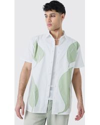 BoohooMAN - Short Sleeve Oversized Poplin Leaf Applique Shirt - Lyst
