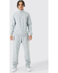BoohooMAN - Limited Edition All Over Print Slim Quarter Zip Tracksuit - Lyst