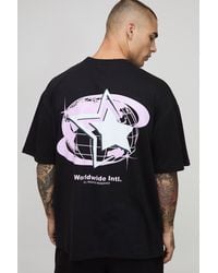 BoohooMAN - Oversized Official Globe Star Print T-Shirt - Lyst