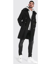 BoohooMAN Faux Fur Collar Military 