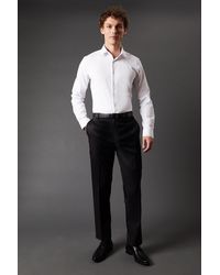 BoohooMAN - Black Twill Stretch Slim Fit Smart Trousers - Lyst