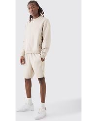 BoohooMAN - Oversized Boxy Extended Neck Camo Panel Shorts Tracksuit - Lyst