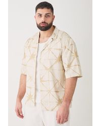 BoohooMAN - Plus Short Sleeve Drop Revere Abstract Poplin Print Shirt - Lyst