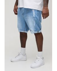 BoohooMAN - Plus zerrissene Skinny Stretch Jeansshorts - Lyst
