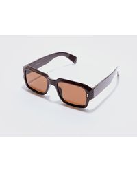 BoohooMAN - Plastic Rectangle Sunglasses In Brown - Lyst