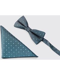 Boohoo - Polka Dot Bow Tie And Pocket Square Pack - Lyst