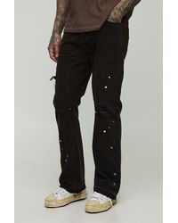 BoohooMAN - Tall Slim Flared Ripped Carpenter Split Hem Jeans - Lyst