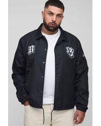 BoohooMAN - Plus Varsity Badge Collared Coach Regular Fit Jacket - Lyst