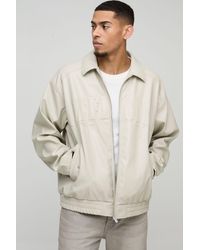 BoohooMAN - Official Oversized Pu Embossed Collard Bomber Jacket - Lyst