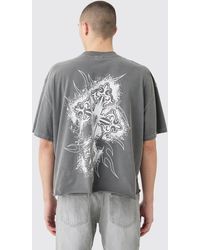 BoohooMAN - Oversized Boxy Washed Cross Print T-shirt - Lyst