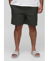 BoohooMAN - Plus Textured Long Length Swim Trunks - Lyst