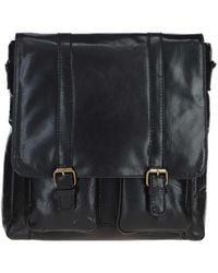 BoohooMAN - Ashwood Leather Real Leather Messenger Bag With Front Buckle Pockets - Lyst