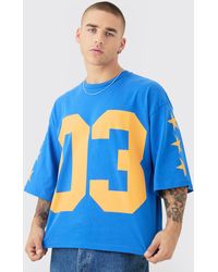 BoohooMAN - Oversized Boxy Varsity Half Sleeve T-shirt - Lyst