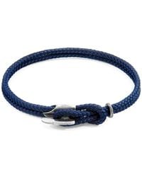 BoohooMAN - Anchor & Crew Padstow Silver And Rope Bracelet - Lyst