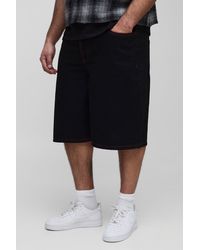 BoohooMAN - Plus Contrast Stitch Relaxed Fit Jorts - Lyst