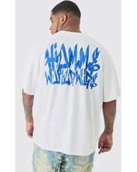 Boohoo - Plus Graffiti Homme Worldwide T-Shirt In White - Lyst