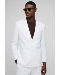 Boohoo - Relaxed Fit Linen Blend Blazer - Lyst