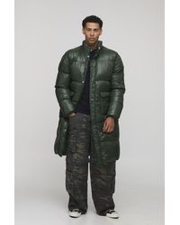 BoohooMAN - Regular Fit High Shine Longline Puffer Jacket - Lyst
