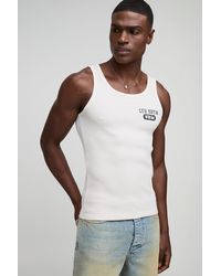 Boohoo - Muscle Fit Waffle Print Tank - Lyst