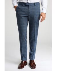 BoohooMAN - Antique Rogue Slim Fit Check Tweed Trousers - Lyst