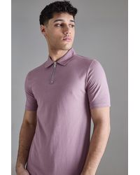 BoohooMAN - Muscle Zip Neck Polo - Lyst