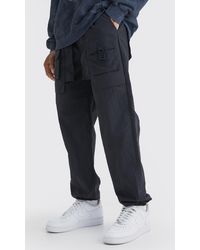 BoohooMAN - Elasticated Waist Straight Leg Nylon Buckle Cargo Trouser - Lyst