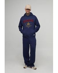 BoohooMAN - Tall Oversized Homme Varsity Applique Hooded Tracksuit - Lyst
