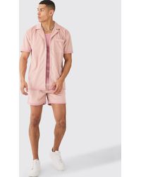 BoohooMAN - Suede Oversized Shirt And Short - Lyst