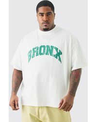 BoohooMAN - Plus Oversized Boxy Extended Neck Bronx T-shirt - Lyst