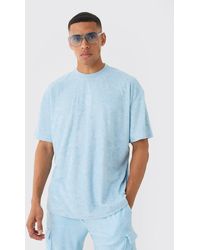 BoohooMAN - Oversized Extended Neck Towelling Man Signature T-shirt - Lyst
