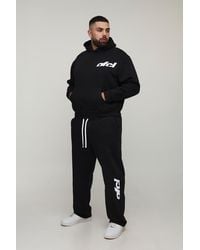 BoohooMAN - Plus Oversized Boxy Ofcl Print Hoodie & Baggy Fit Extended Drawcord Jogger Tracksuit - Lyst