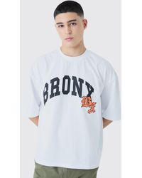 BoohooMAN - Oversized Boxy Extended Neck Bronx T-shirt - Lyst