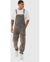 BoohooMAN - Relaxed Acid Wash Cord Dungaree - Lyst