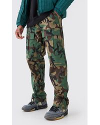 BoohooMAN - Relaxed Gusset Ripstop Camo Cargo Trouser - Lyst