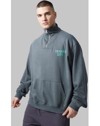 BoohooMAN - Tall Active Boxy Training Dept Funnel Neck Sweat - Lyst