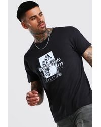 BoohooMAN Broken Halo Floral Photo Print T-shirt - Black
