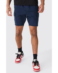 Boohoo - Skinny Fit Cargo Shorts In Navy - Lyst