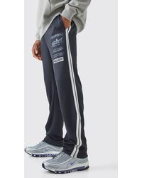 BoohooMAN - Regular Fit Tricot Gusset Side Tape Jogger - Lyst