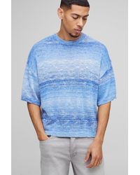 BoohooMAN - Oversized Boxy Ombre Stripe Lightweight Knitted T-shirt - Lyst