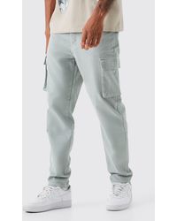 BoohooMAN - Tall Fixed Waist Relaxed Tapered Cargo Cord Trouser - Lyst