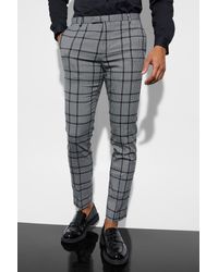 BoohooMAN - Skinny Fit Check Suit Trousers - Lyst
