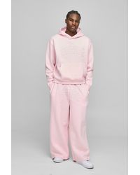 BoohooMAN - Oversized Boxy Homme Debossed Hooded Tracksuit - Lyst