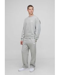 BoohooMAN - Oversized Boxy Drop Crotch Sweatshirt Tracksuit - Lyst