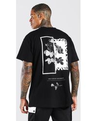 BoohooMAN - Oversized Floral Photo Back Print T-shirt - Lyst