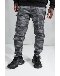 boohooman grey cargo joggers
