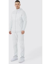 BoohooMAN - Tall Slim Colour Block Funnel Hooded Tracksuit - Lyst