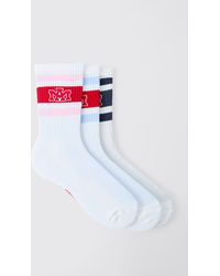 Boohoo - Pack De 3 Pares De Calcetines Deportivos De Jacquard Con Rayas Y Emblema Man - Lyst