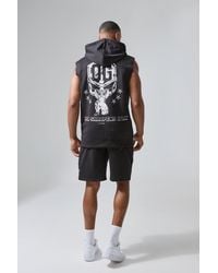 BoohooMAN - Active X Og Gym Sleeveless Hooded Tracksuit - Lyst