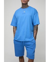BoohooMAN - Tall Oversized Worldwide Over Seam Print T-shirt & Short Set - Lyst